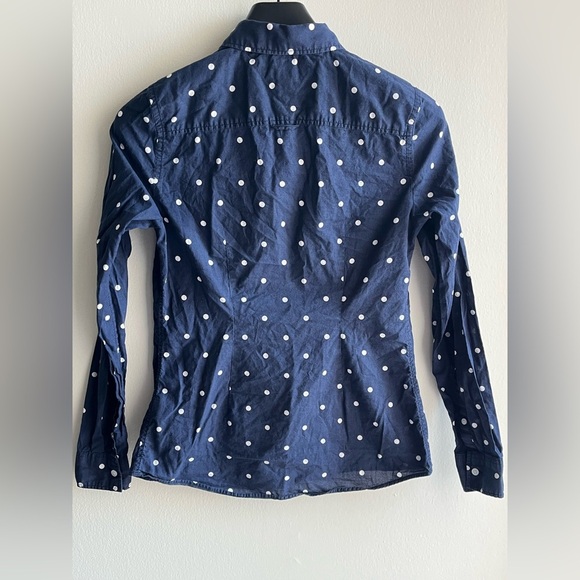 Tommy Hilfiger Tops - Tommy Hilfiger Navy Button-Down Shirt with White Polka Dots XS